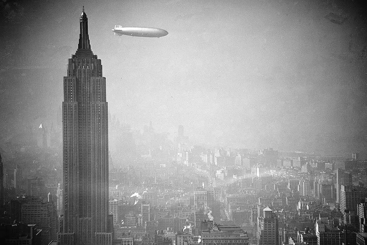 Hindenburg airship over New York