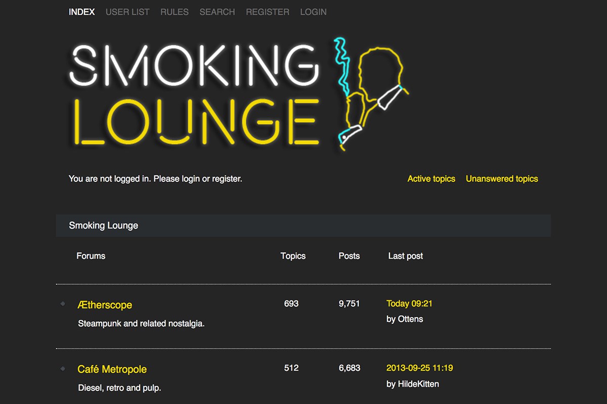 Smoking Lounge website
