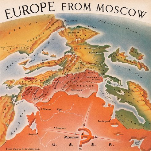Europe from Moscow map