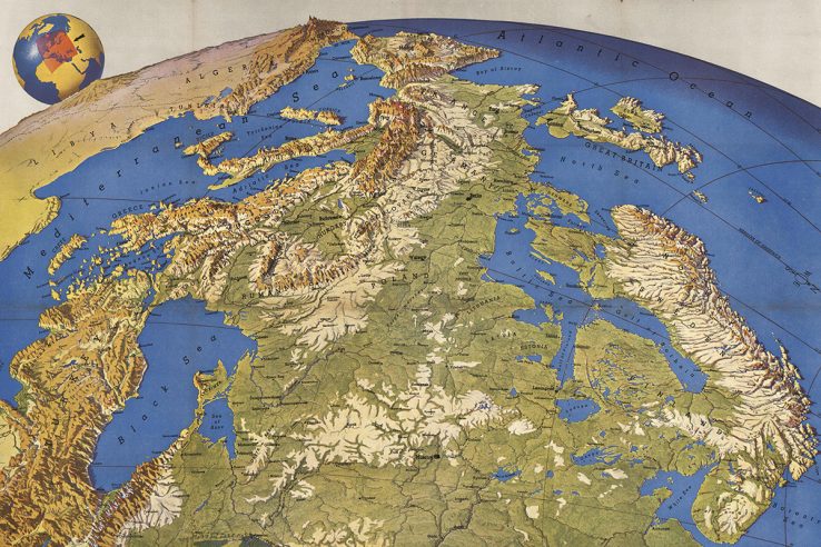 Europe viewed from Russia map