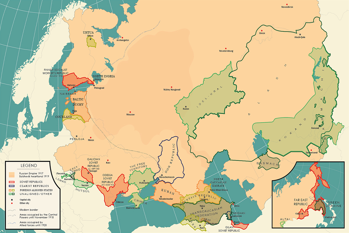Ephemeral States of the Russian Civil War map