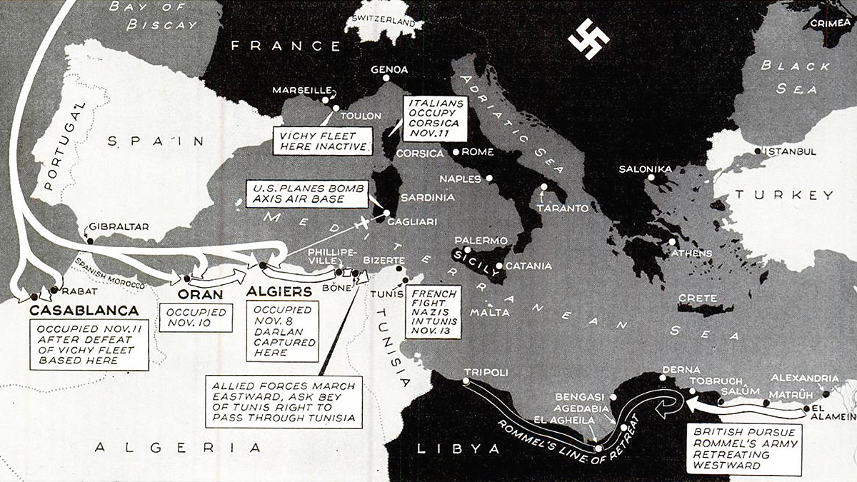 Allied invasion North Africa map