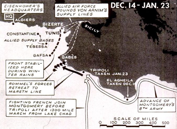 Allied invasion Tunisia map