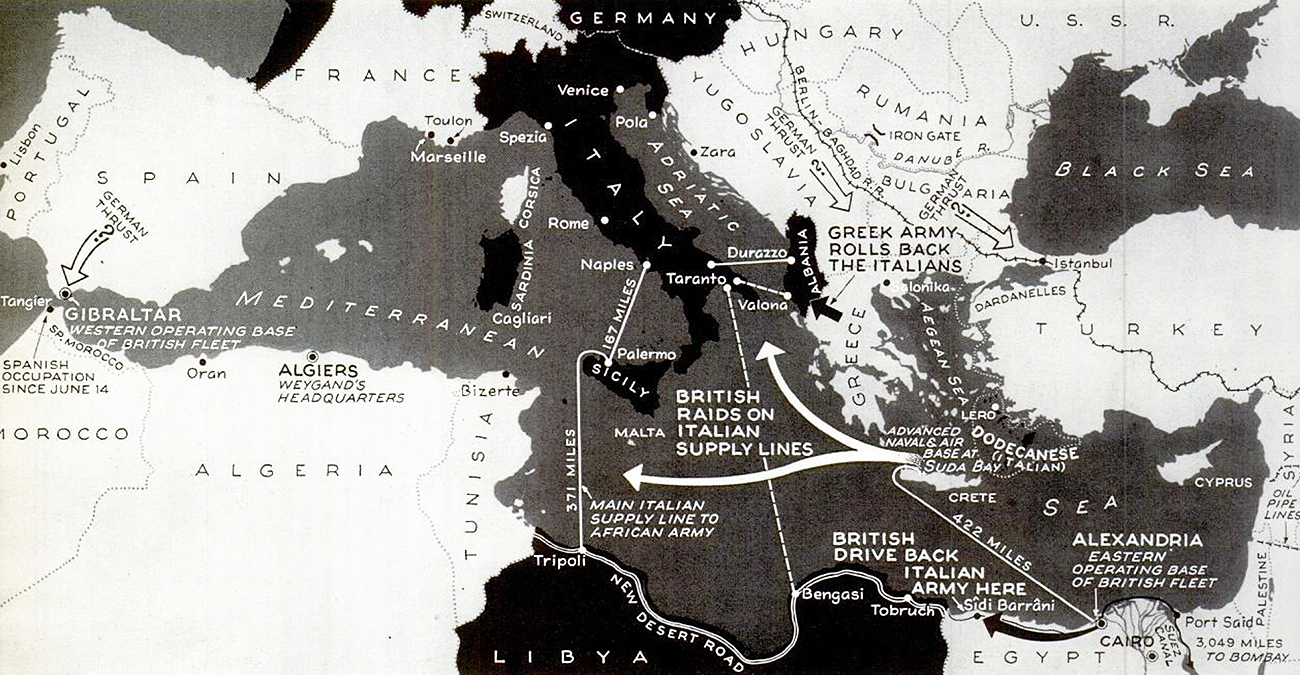 British strategy Mediterranean map
