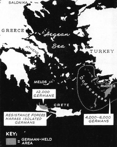 1945 Aegean Sea map