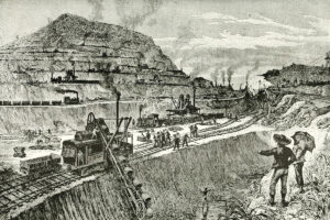 Panama Canal construction illustration