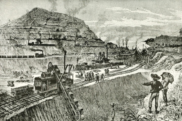 Panama Canal construction illustration
