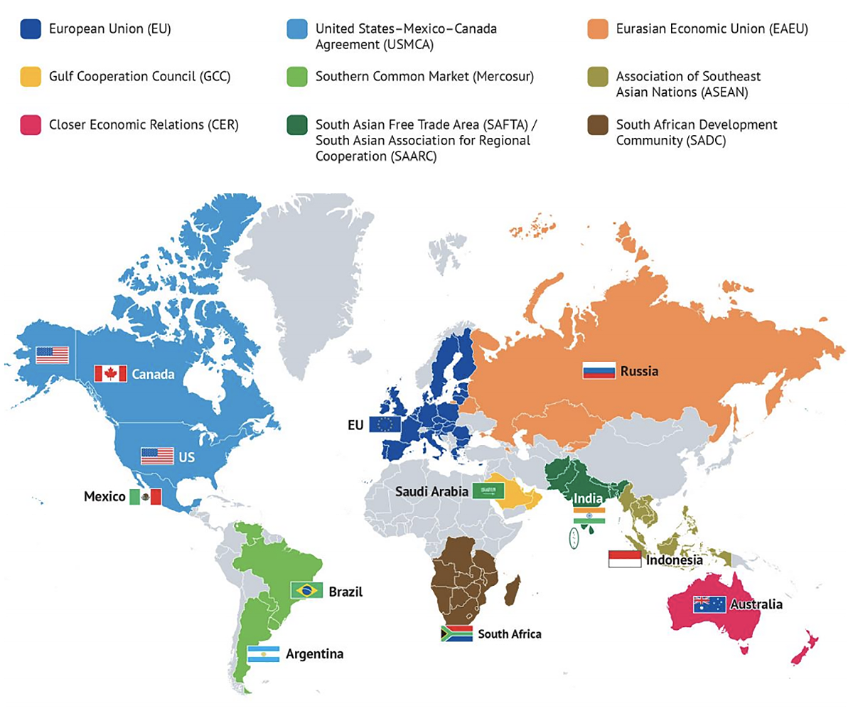 World trade blocs map