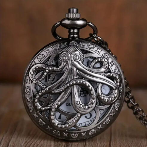 Octopus bronze pocket watch