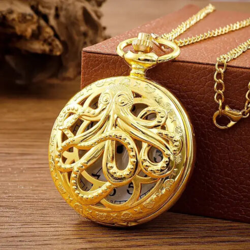 Octopus gold pocket watch